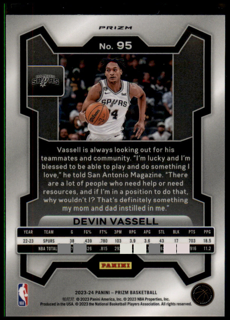 2023-24 Panini Prizm #95 Devin Vassell Prizms Hyper