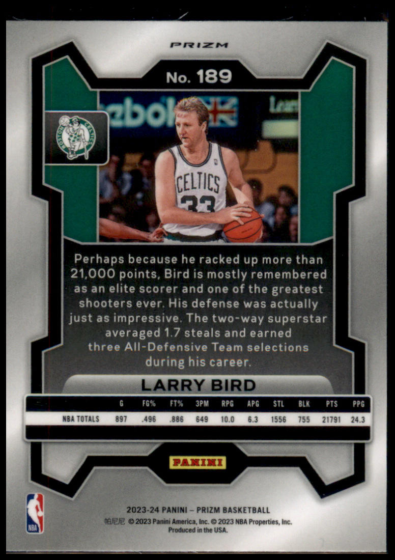 2023-24 Panini Prizm #189 Larry Bird Prizms Hyper