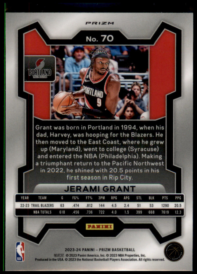 2023-24 Panini Prizm #70 Jerami Grant Prizms Hyper