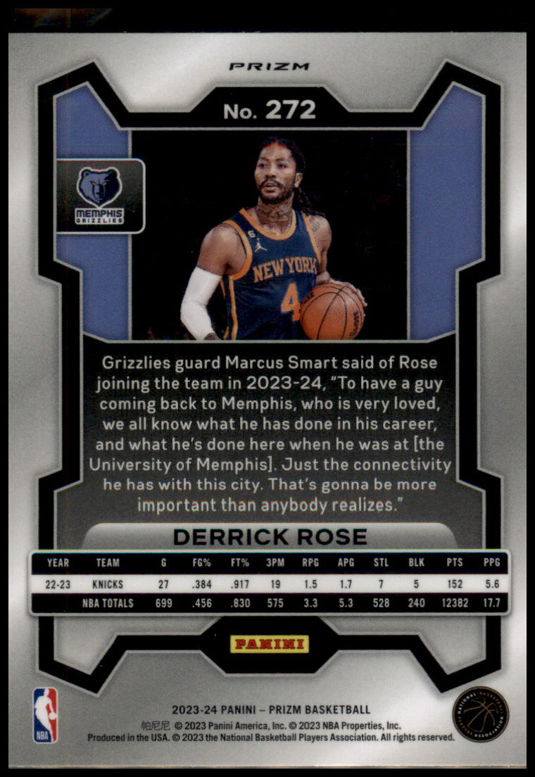 2023-24 Panini Prizm #272 Derrick Rose Prizms Hyper