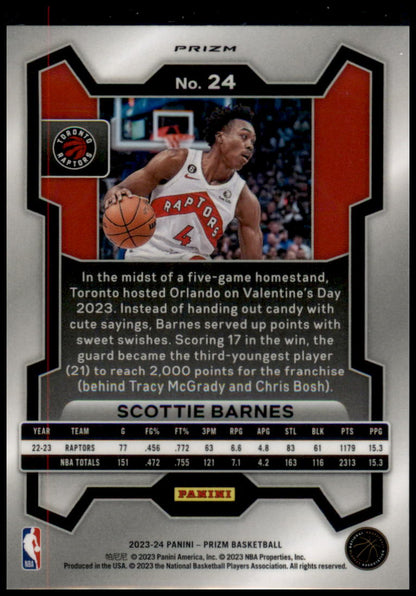 2023-24 Panini Prizm #24 Scottie Barnes Prizms Ruby Wave