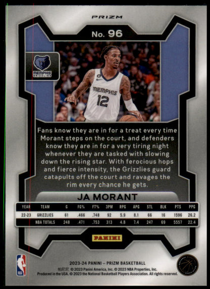 2023-24 Panini Prizm #96 Ja Morant Prizms Ruby Wave