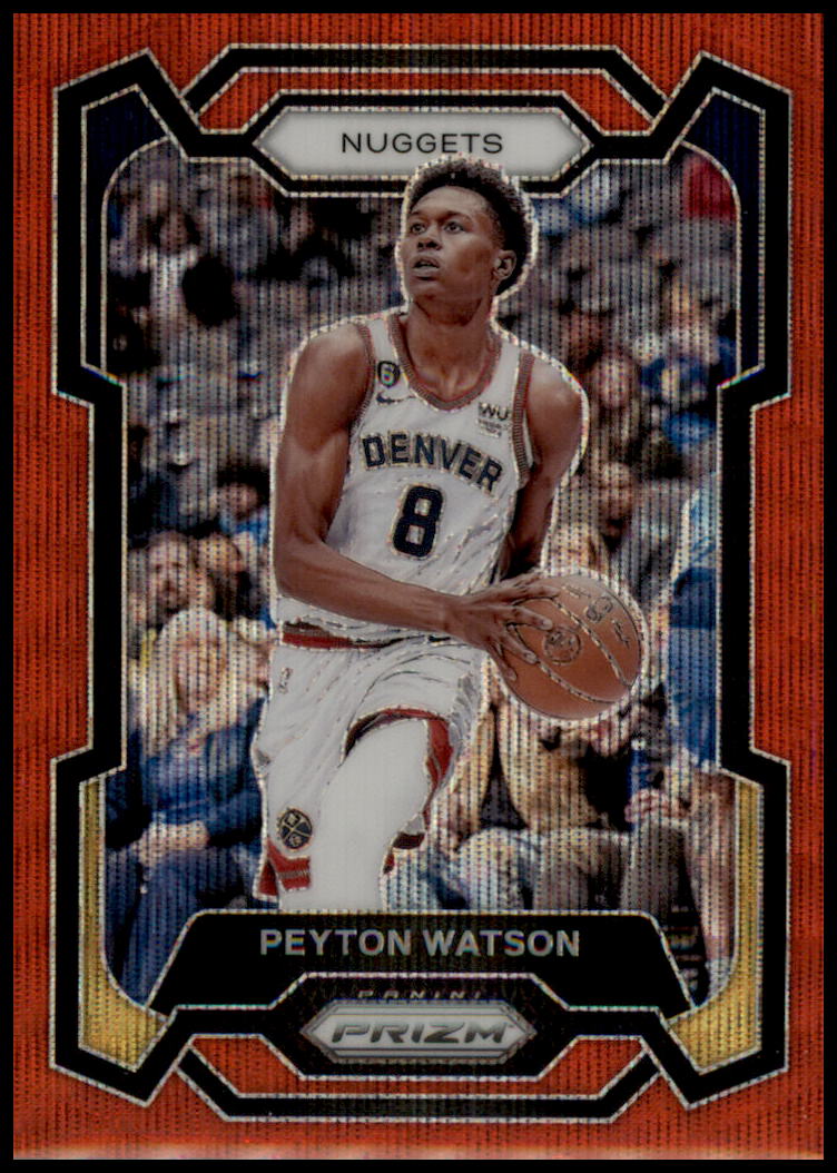 2023-24 Panini Prizm #247 Peyton Watson Prizms Ruby Wave