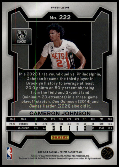 2023-24 Panini Prizm #222 Cameron Johnson Prizms Ruby Wave