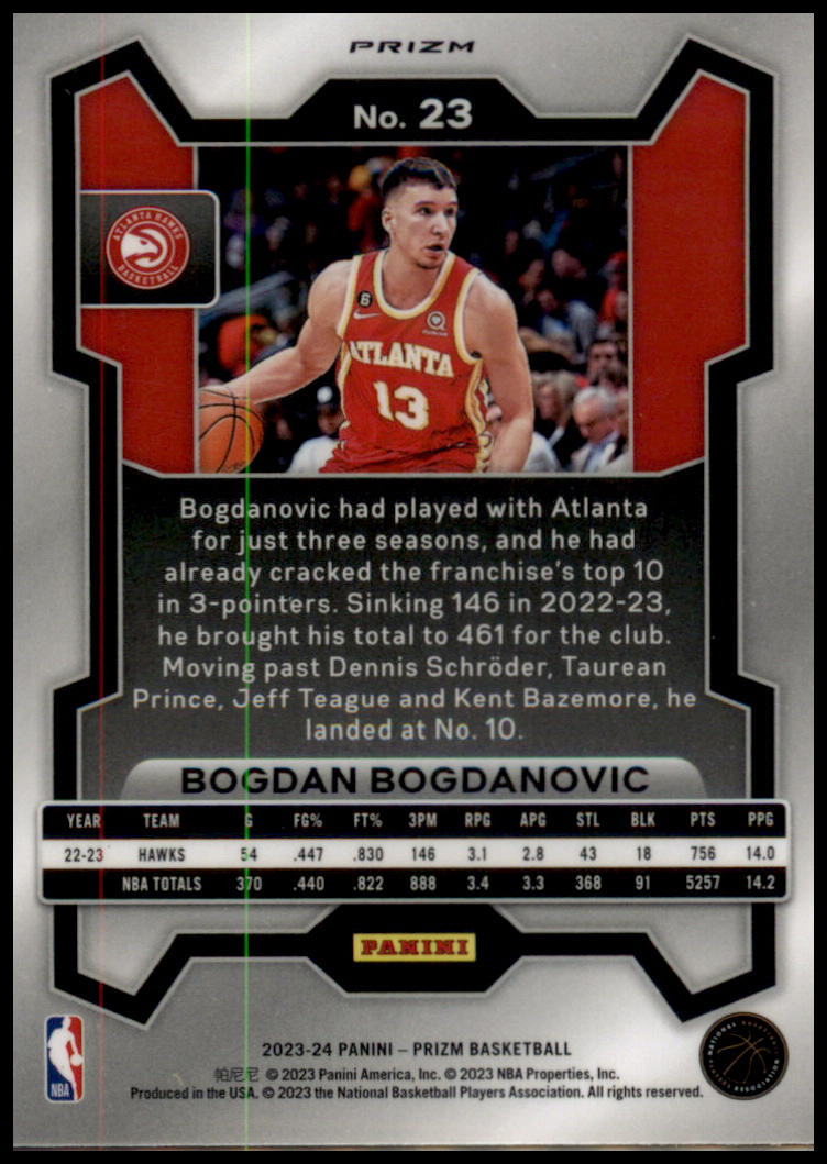 2023-24 Panini Prizm #23 Bogdan Bogdanovic Prizms Ruby Wave