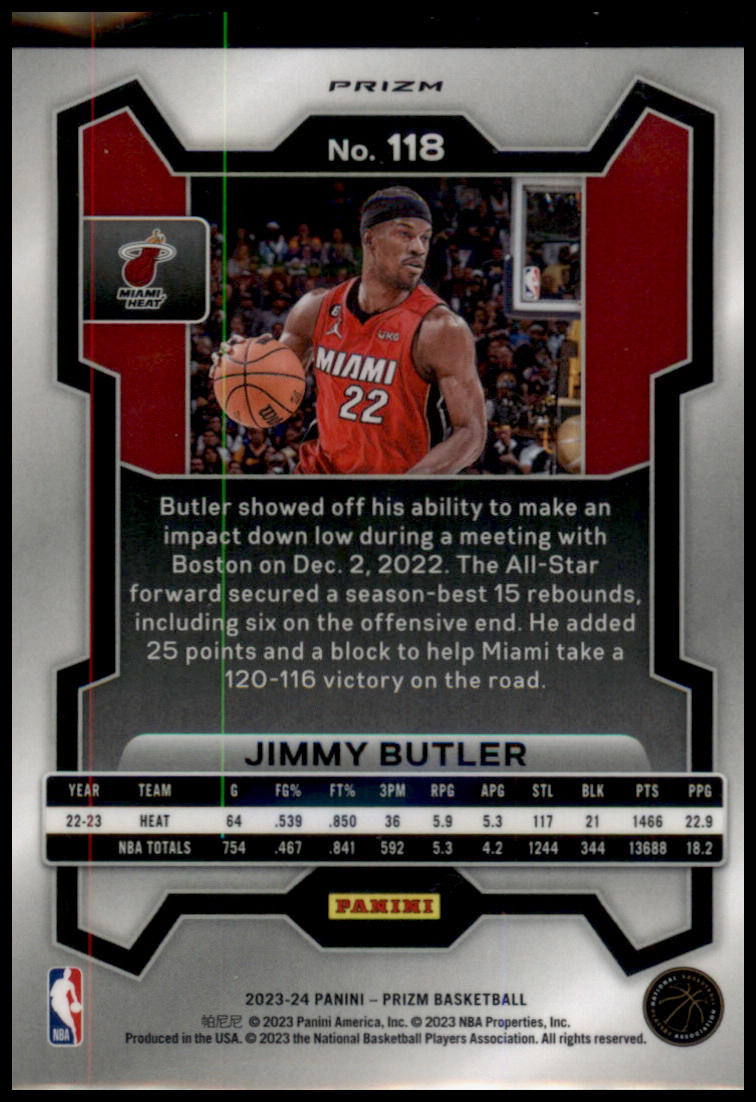 2023-24 Panini Prizm #118 Jimmy Butler Prizms Ruby Wave