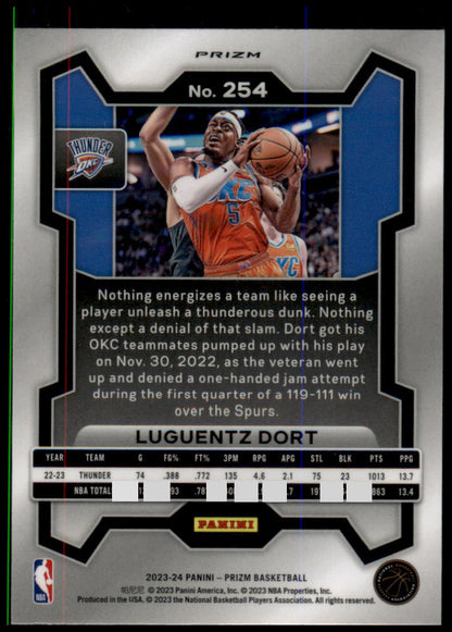 2023-24 Panini Prizm #254 Luguentz Dort Prizms Ruby Wave