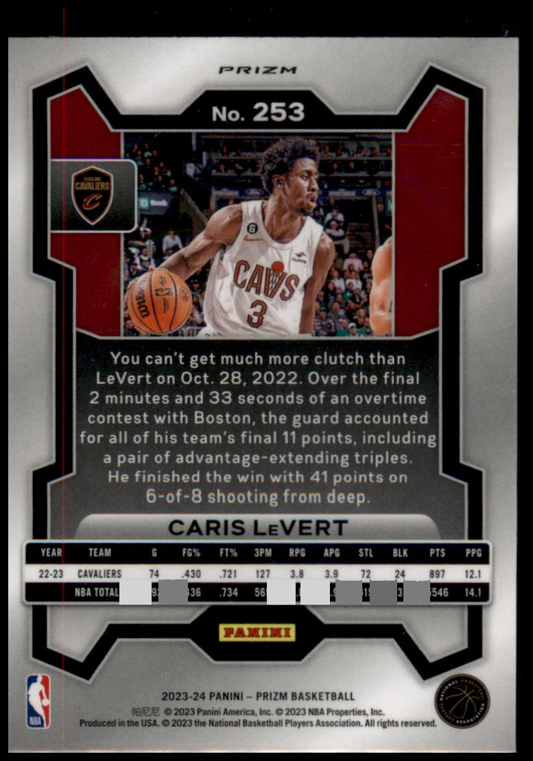 2023-24 Panini Prizm #253 Caris LeVert Prizms Ruby Wave