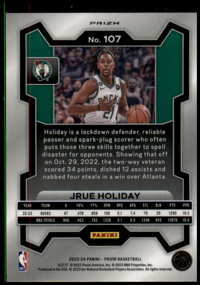 2023-24 Panini Prizm #107 Jrue Holiday Prizms Ruby Wave