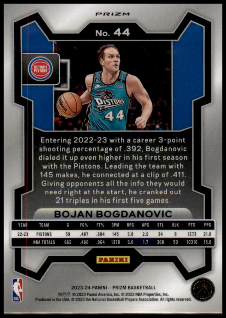 2023-24 Panini Prizm #44 Bojan Bogdanovic Prizms Ruby Wave