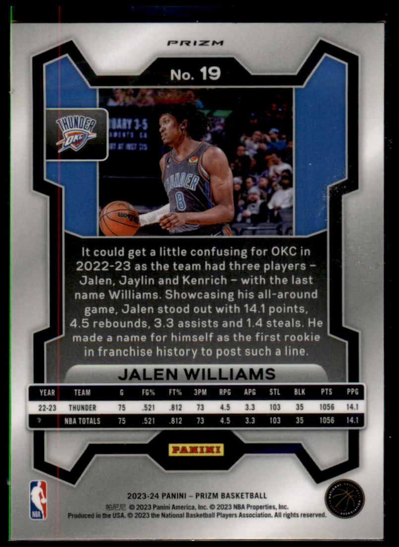 2023-24 Panini Prizm #19 Jalen Williams Prizms Ruby Wave