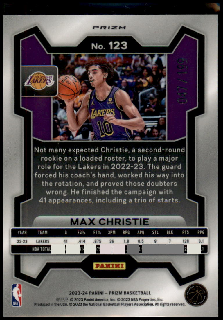 2023-24 Panini Prizm #123 Max Christie Prizms Blue #/199