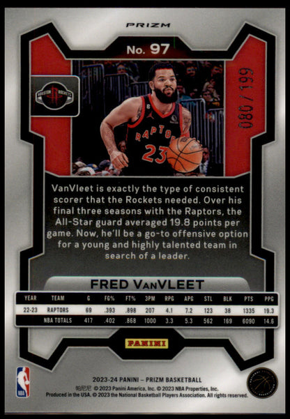 2023-24 Panini Prizm #97 Fred VanVleet Prizms Blue #/199