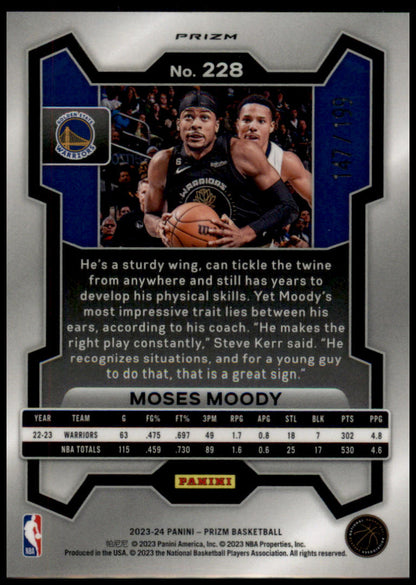 2023-24 Panini Prizm #228 Moses Moody Prizms Blue #/199