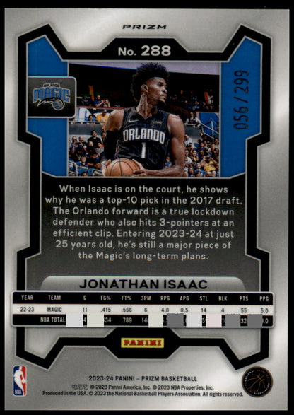 2023-24 Panini Prizm #288 Jonathan Isaac Prizms Red #/299