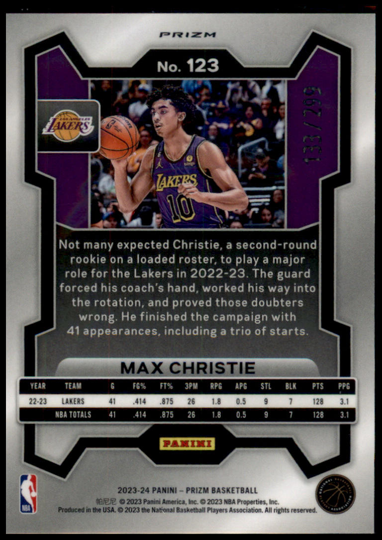 2023-24 Panini Prizm #123 Max Christie Prizms Red #/299