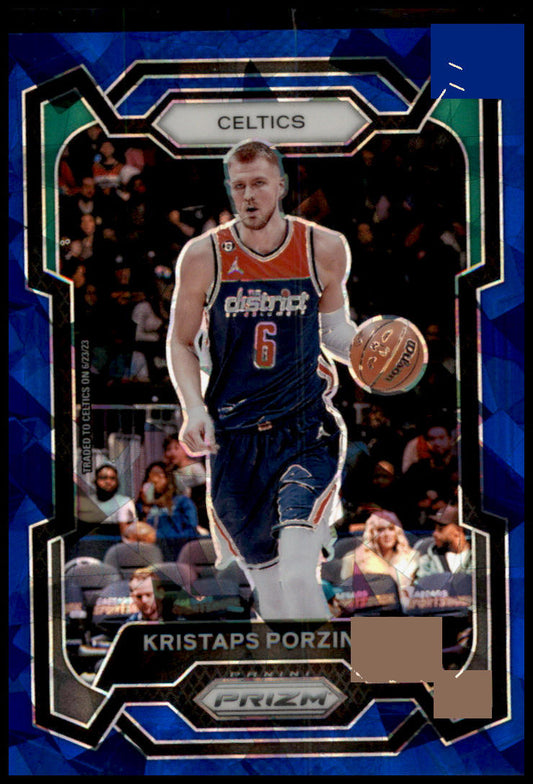 2023-24 Panini Prizm #8 Kristaps Porzingis Prizms Blue Ice #/125