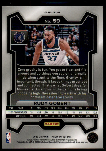 2023-24 Panini Prizm #59 Rudy Gobert Prizms Purple #/99