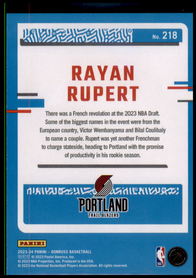 2023-24 Donruss #218 Rayan Rupert