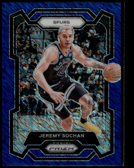 2023-24 Panini Prizm #122 Jeremy Sochan Prizms Blue Shimmer FOTL #/35