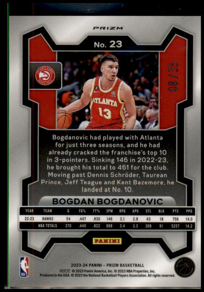 2023-24 Panini Prizm #23 Bogdan Bogdanovic Prizms Blue Shimmer FOTL #/35