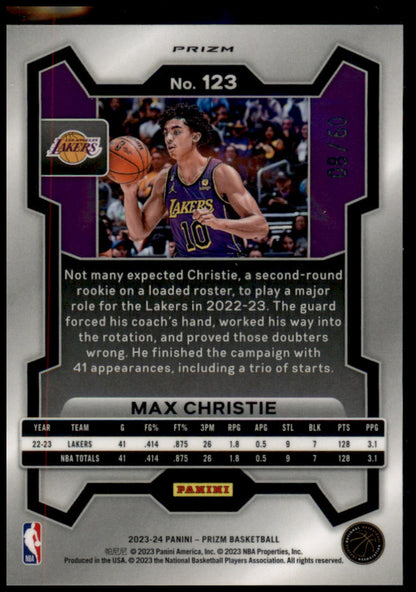 2023-24 Panini Prizm #123 Max Christie Prizms Orange Wave #/60