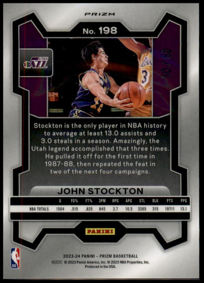 2023-24 Panini Prizm #198 John Stockton Prizms Orange Wave #/60