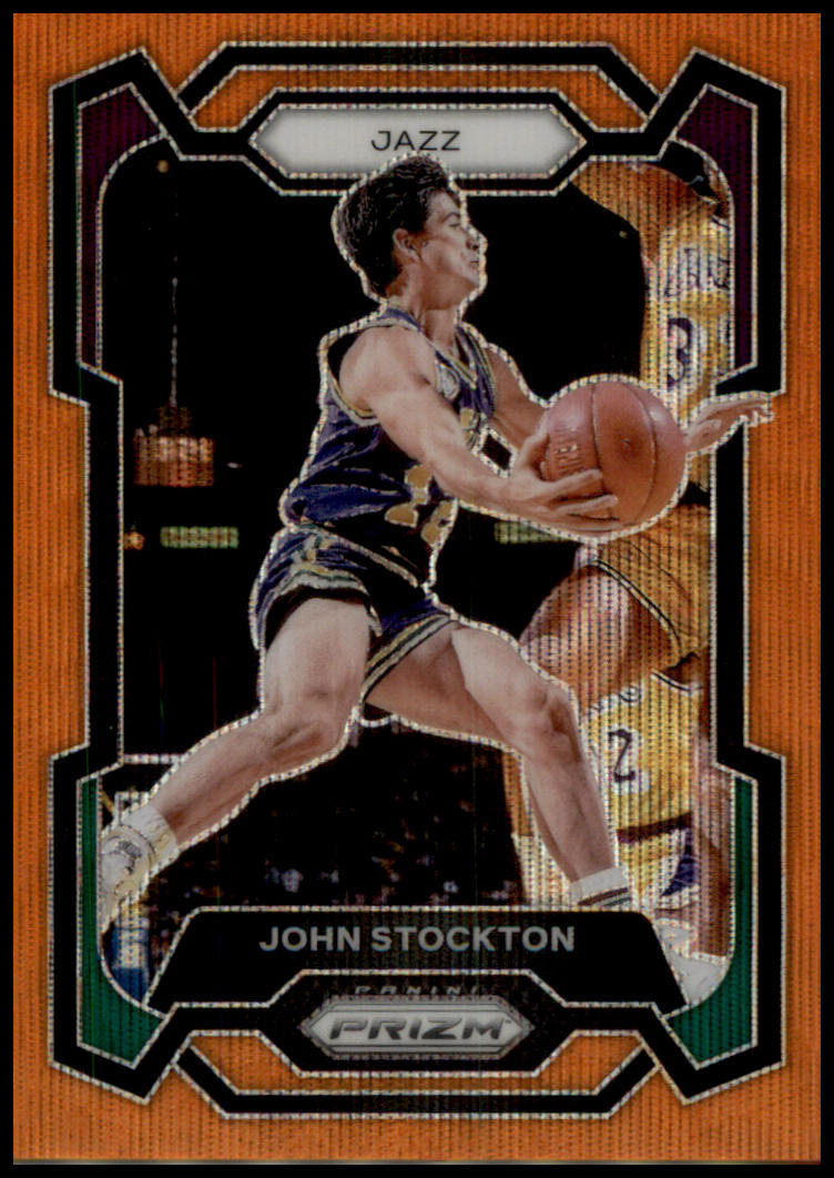 2023-24 Panini Prizm #198 John Stockton Prizms Orange Wave #/60