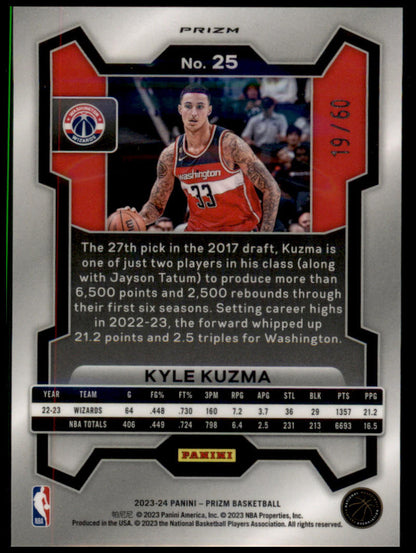 2023-24 Panini Prizm #25 Kyle Kuzma Prizms Orange Wave #/60