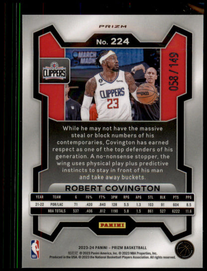 2023-24 Panini Prizm #224 Robert Covington Prizms Purple Ice #/149