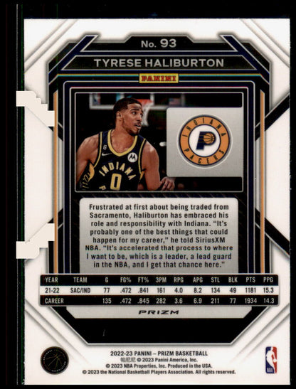 2022-23 Panini Prizm #93 Tyrese Haliburton Prizms Red Ice