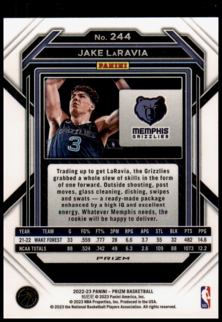 2022-23 Panini Prizm #244 Jake LaRavia Prizms Red Ice