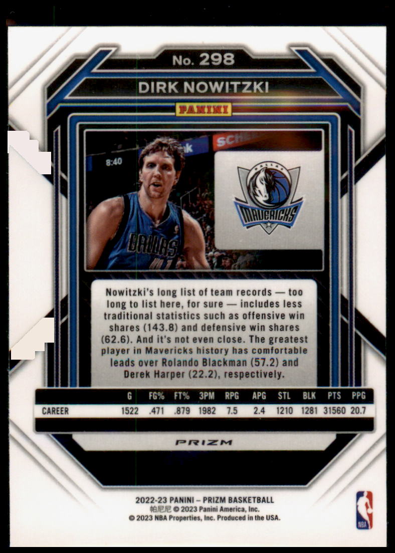 2022-23 Panini Prizm #298 Dirk Nowitzki Prizms Red Ice