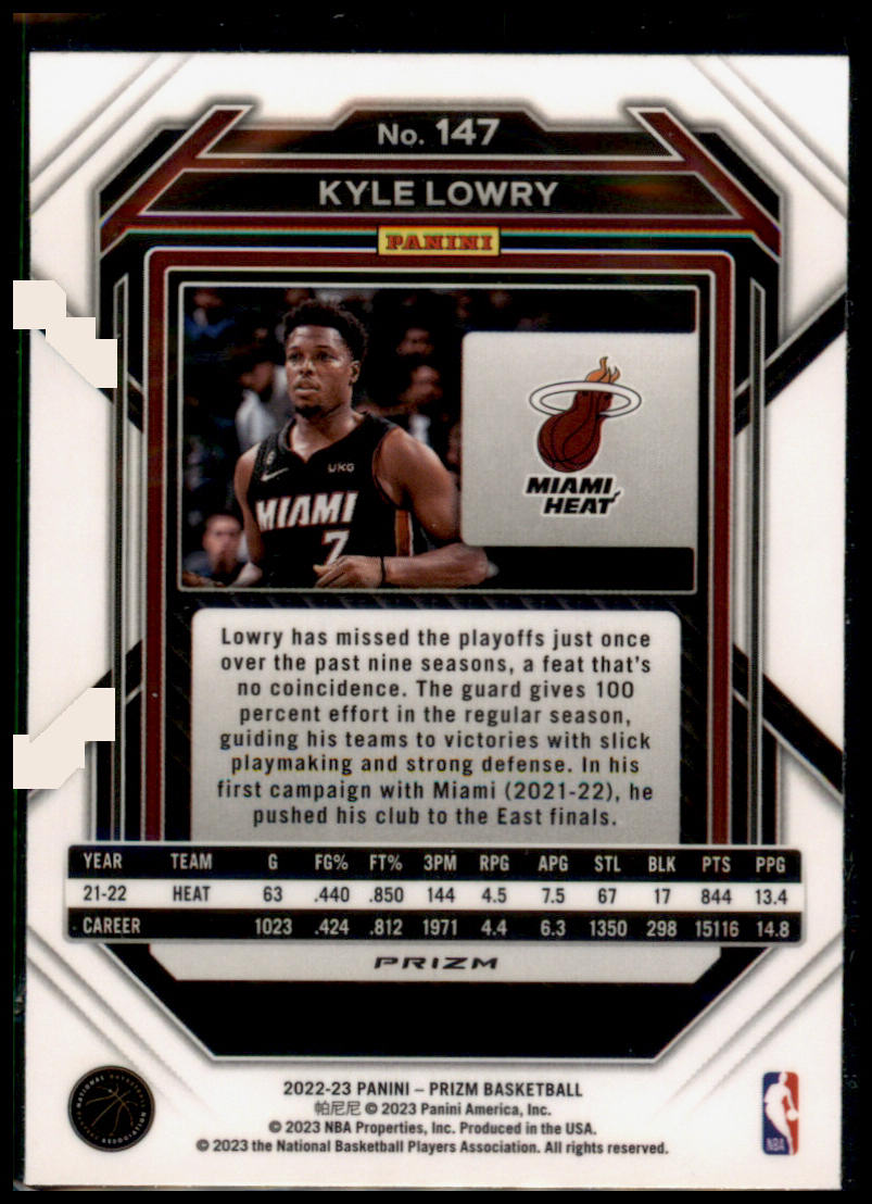 2022-23 Panini Prizm #147 Kyle Lowry Prizms Red Ice