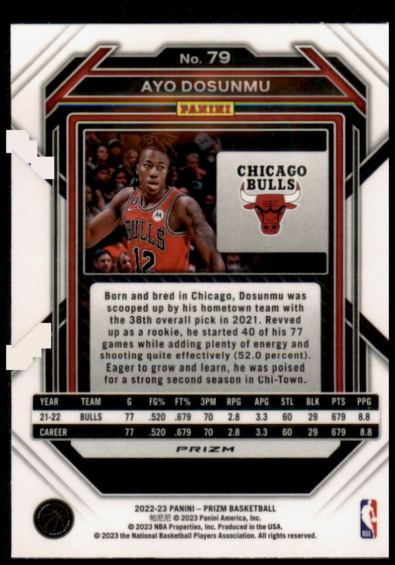 2022-23 Panini Prizm #79 Ayo Dosunmu Prizms Red Ice