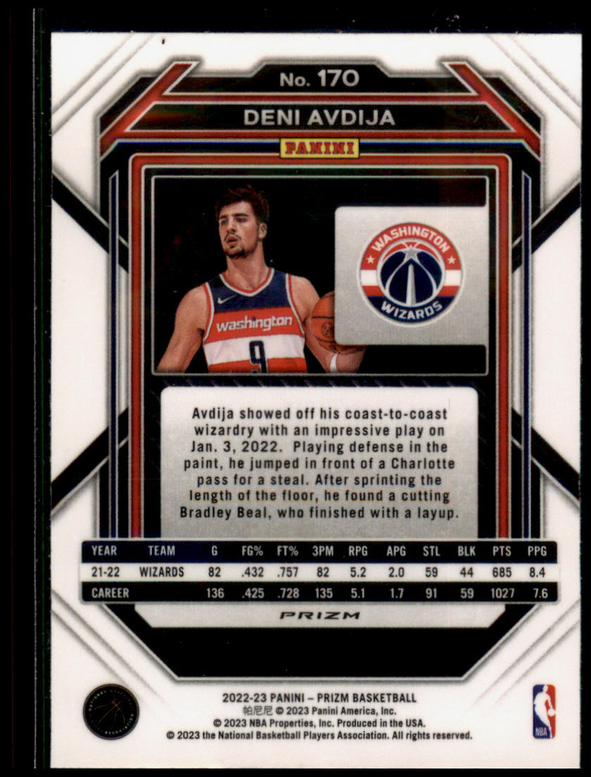 2022-23 Panini Prizm #170 Deni Avdija Prizms Red Ice