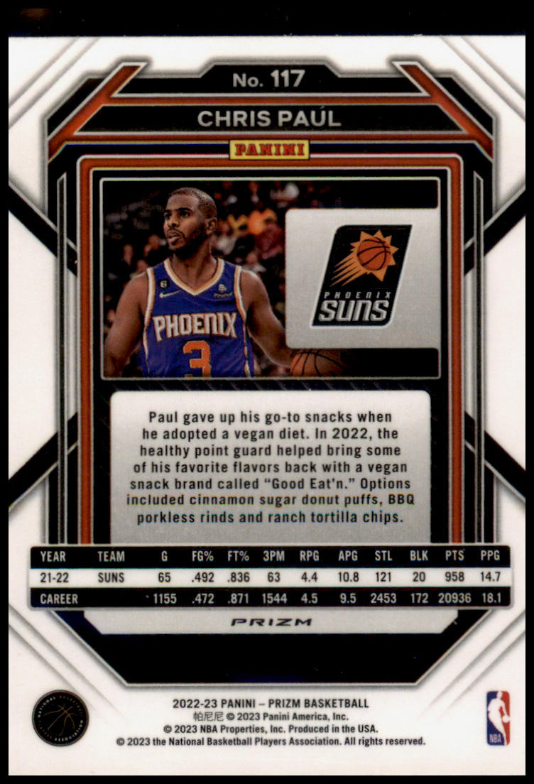 2022-23 Panini Prizm #117 Chris Paul Prizms Pink Ice