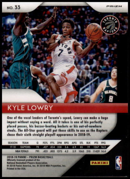 2018-19 Panini Prizm #33 Kyle Lowry Prizms Ruby Wave