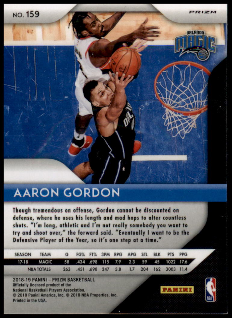 2018-19 Panini Prizm #159 Aaron Gordon Prizms Ruby Wave