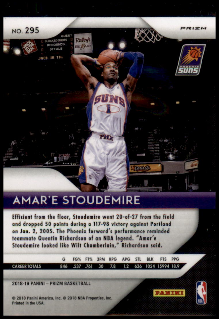 2018-19 Panini Prizm #295 Amar'e Stoudemire Prizms Ruby Wave