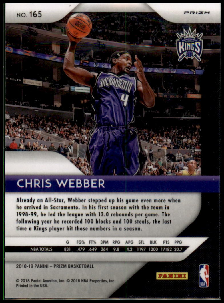 2018-19 Panini Prizm #165 Chris Webber Prizms Ruby Wave