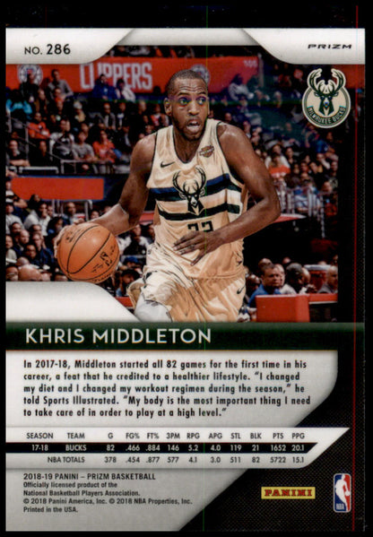 2018-19 Panini Prizm #286 Khris Middleton Prizms Ruby Wave