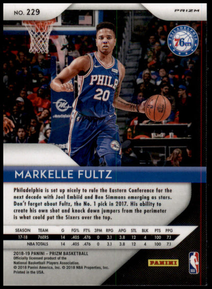 2018-19 Panini Prizm #229 Markelle Fultz Prizms Ruby Wave