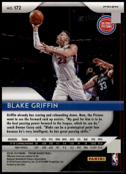 2018-19 Panini Prizm #172 Blake Griffin Prizms Ruby Wave