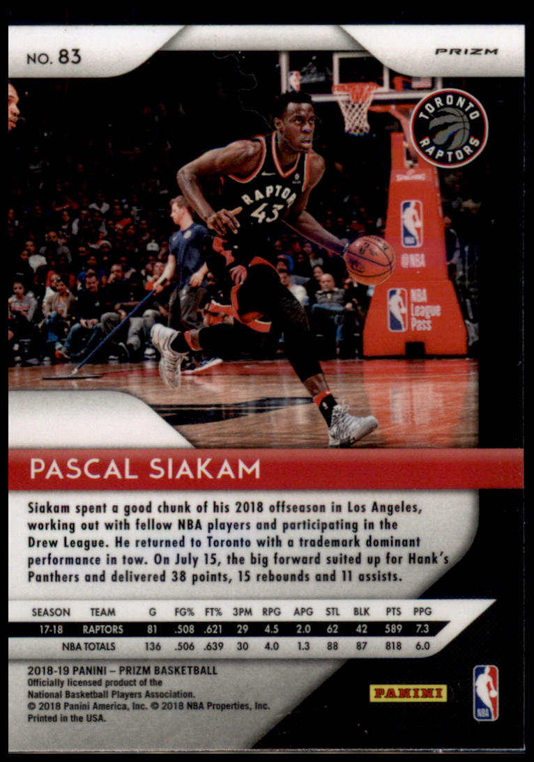 2018-19 Panini Prizm #83 Pascal Siakam Prizms Ruby Wave