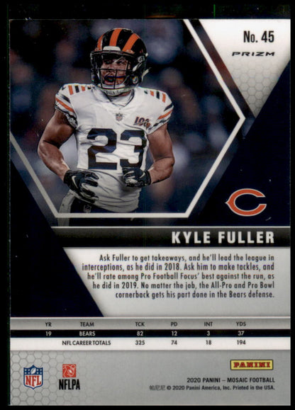 2020 Panini Mosaic #45 Kyle Fuller Prizm Reactive Gold