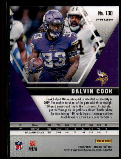 2020 Panini Mosaic #130 Dalvin Cook Prizm Reactive Gold