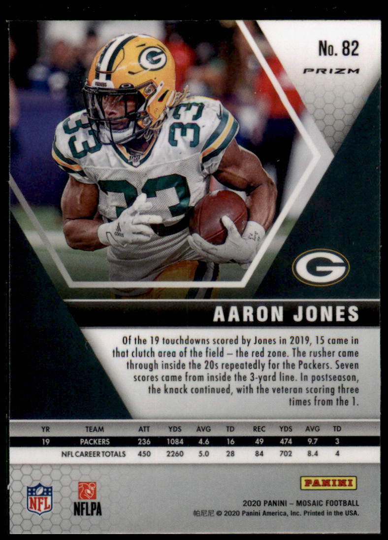 2020 Panini Mosaic #82 Aaron Jones Prizm Reactive Gold