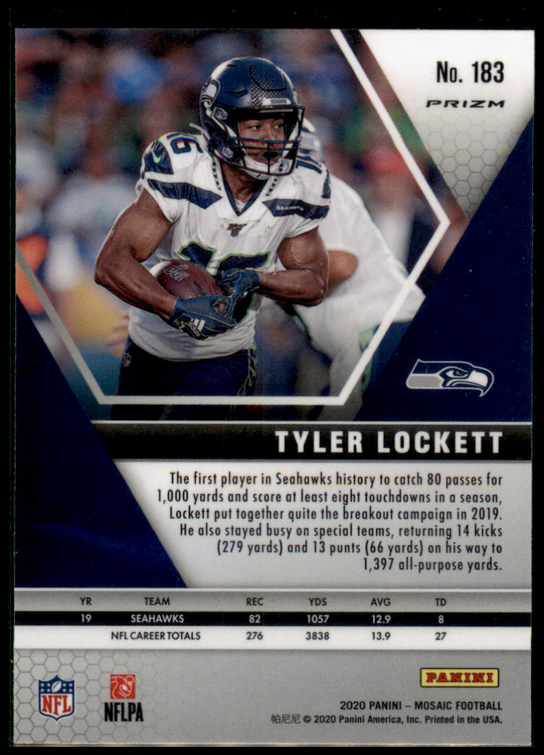 2020 Panini Mosaic #183 Tyler Lockett Prizm Reactive Gold