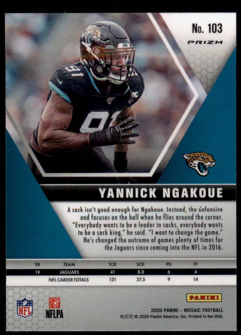 2020 Panini Mosaic #103 Yannick Ngakoue Prizm Reactive Gold